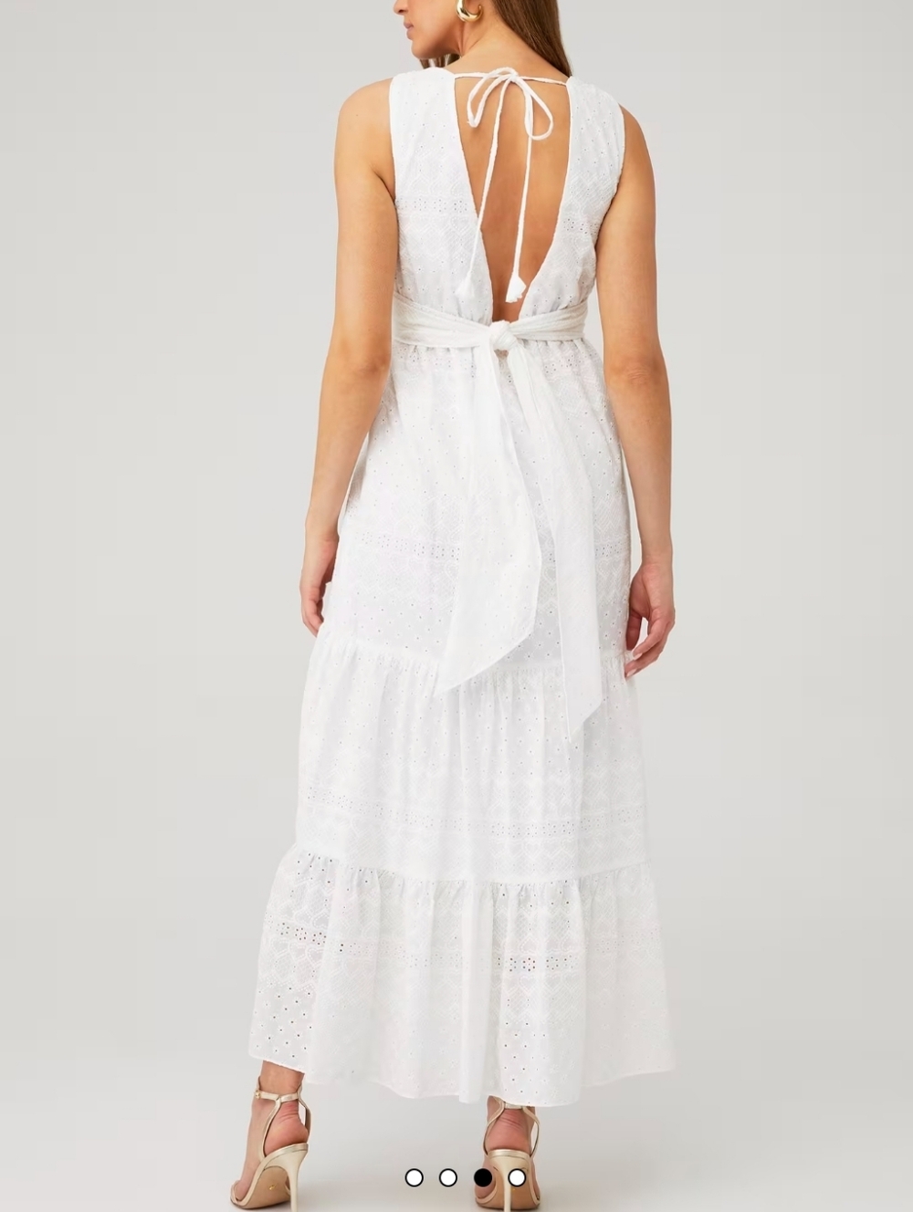 Misa Los Angeles Ksenia Cotton Eyelet Asymmetrical Maxi Dress Size XL - Picture 3 of 16